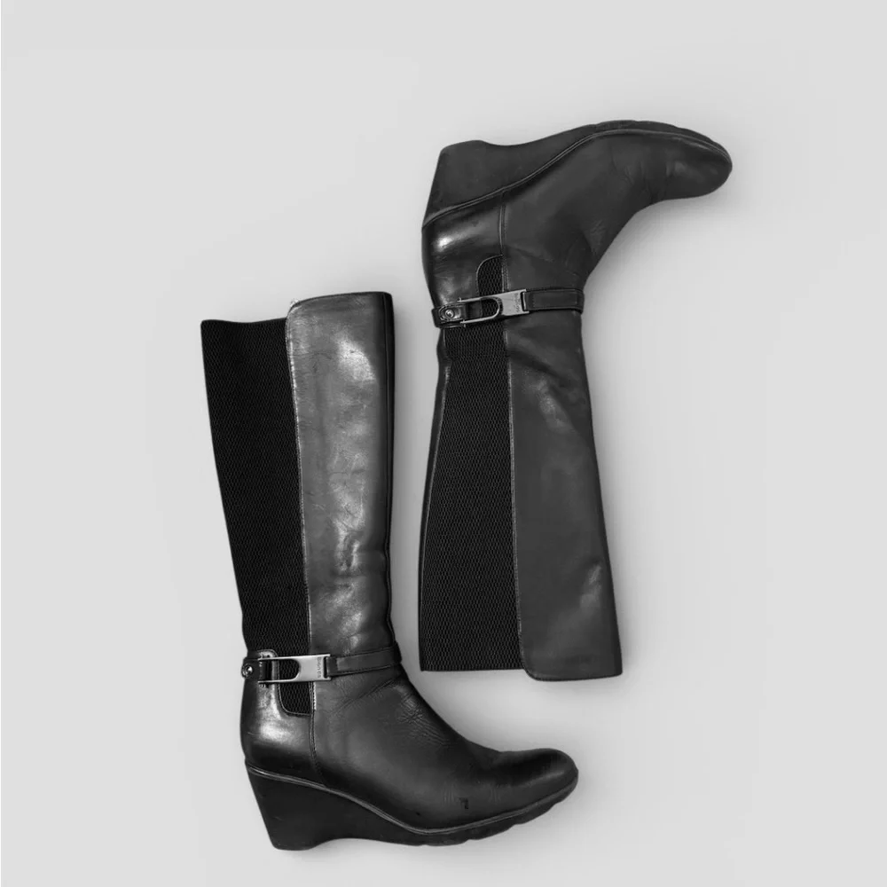 Blondo Lana leather waterproof tall wedge riding boots